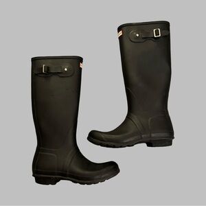 HUNTER Women’s Matte Black Tall Rain Boots Size 10